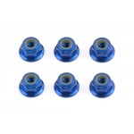 FT M4 Flange Locknut, blue aluminum