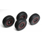 KMC Wheels, black, with red beadguards