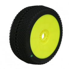 SQUARE IMPACT BUGGY GREEN PRE-MOUNTED YELLOW (soft compound) (2pcs.)